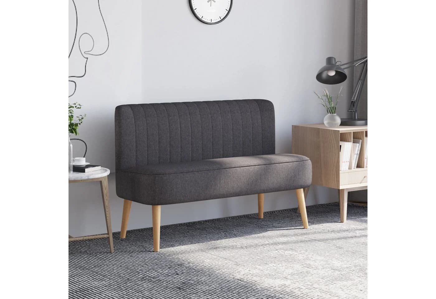 HOMCOM 2-Sitzer Sofa Dunkelgrau Leinen-Optik Holzrahmen - Bild 2
