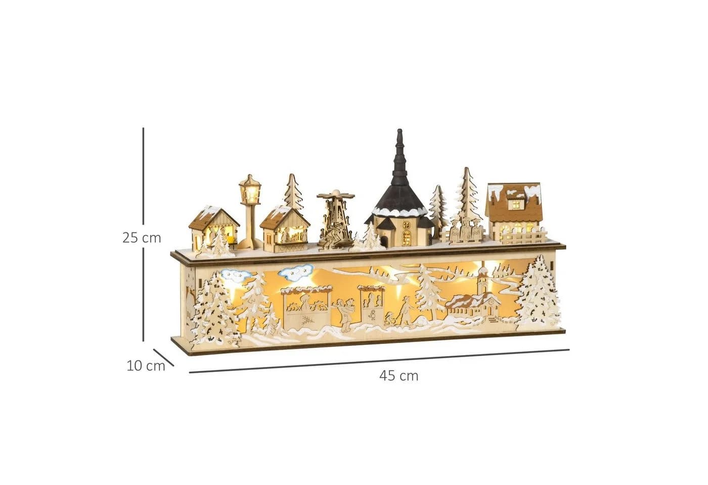 HOMCOM Weihnachtsdorf mit LED-Beleuchtung, Sperrholz, Beige - Bild 3