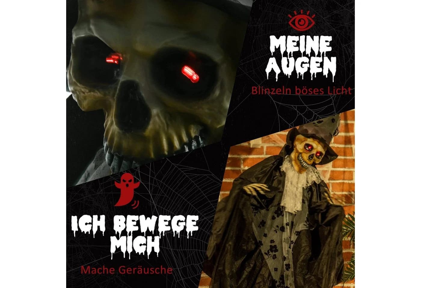Outsunny Halloween-Dekofigur mit Bewegungsmelder, LED-Effekten und Sound - Bild 5