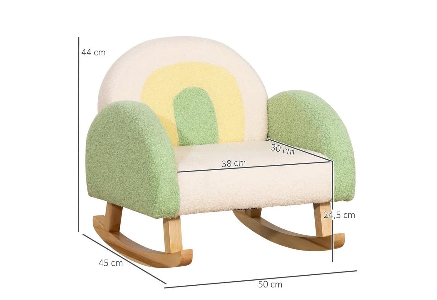 HOMCOM Kindersessel Schaukelstuhl Grün Lammfell-Imitat - Bild 3