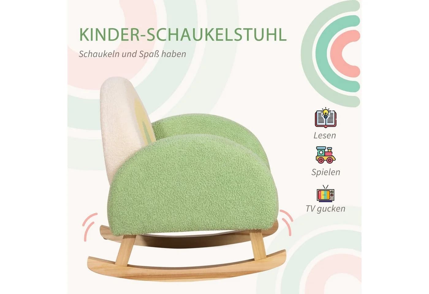 HOMCOM Kindersessel Schaukelstuhl Grün Lammfell-Imitat - Bild 4