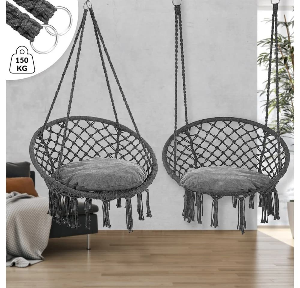 Detex Hängesessel 150kg belastbar weiche Kissen Boho-Design - Bild 4