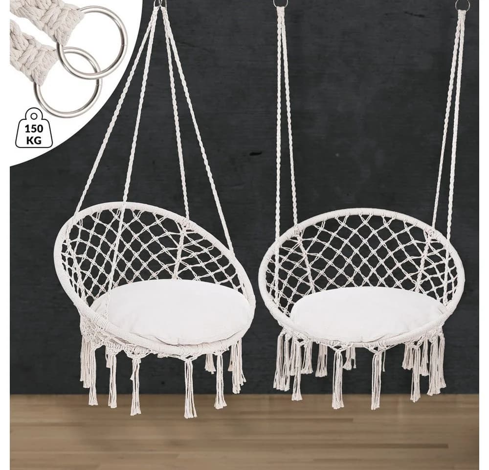 Detex Hängesessel 150kg belastbar weiche Kissen Boho-Design - Bild 4