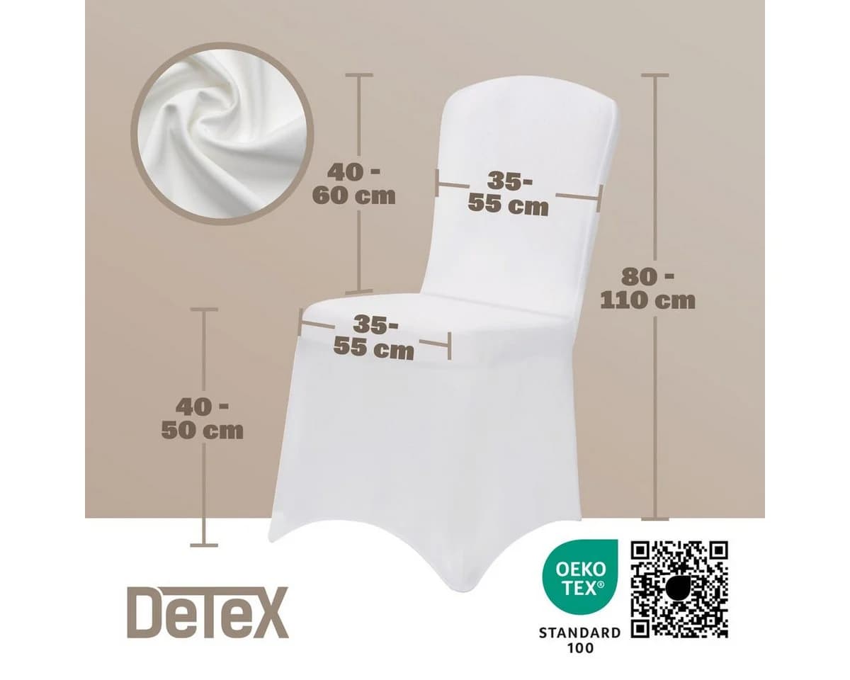 Detex Stuhlhussen 4er Set Stretch Hussen Weiß Hochzeit Stuhl Bezug - Bild 3