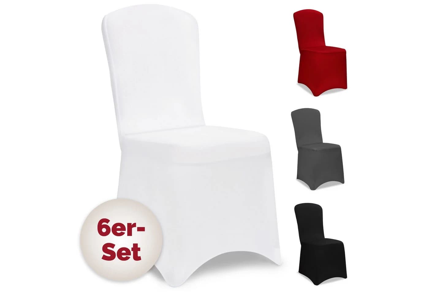 Detex Stuhlhussen 6er Set Weiß Stretch-Hussen Hochzeit Stuhlbezug - Bild 2