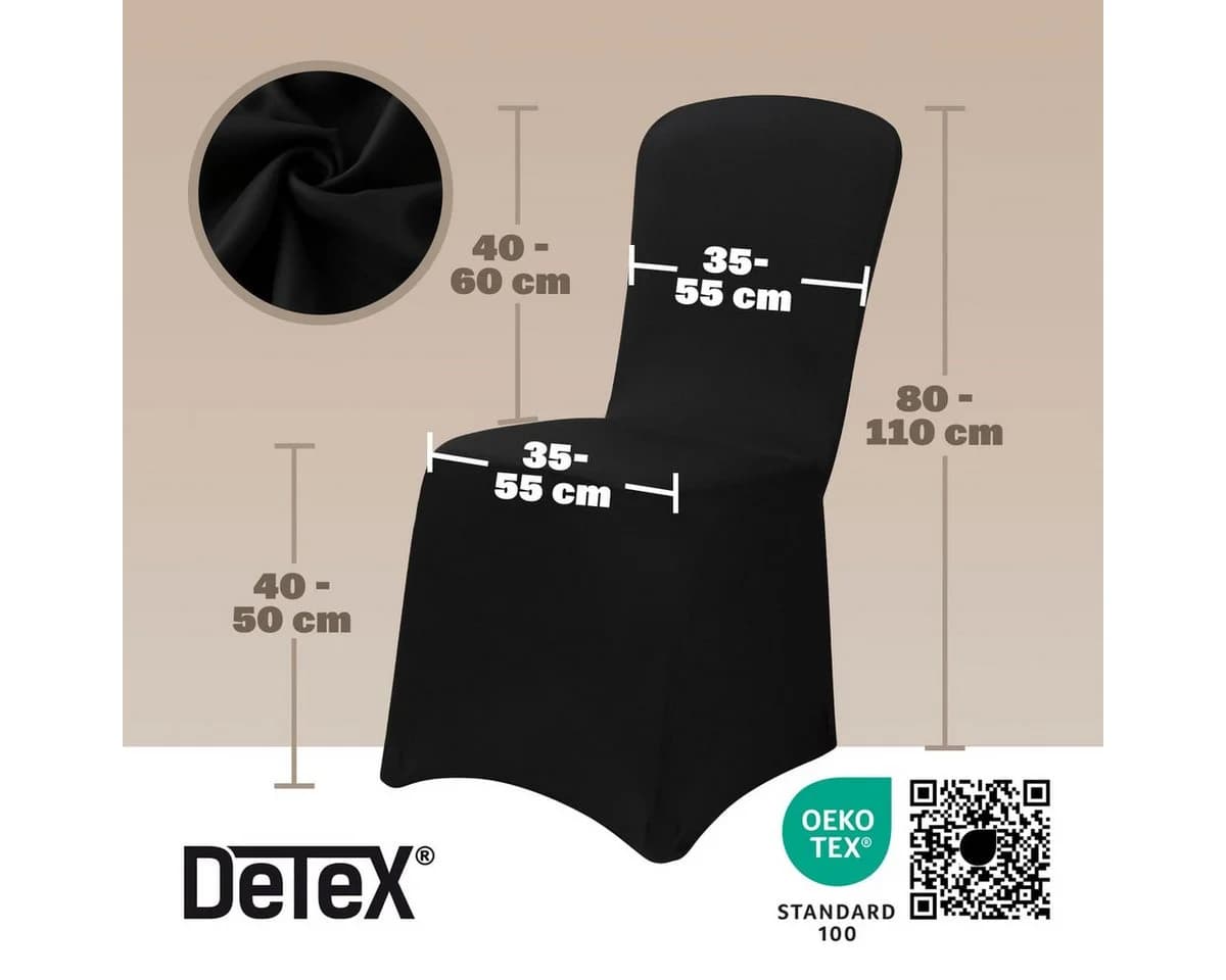 Detex Stuhlhussen 4er Set Stretch OEKO-TEX Schwarz - Bild 3