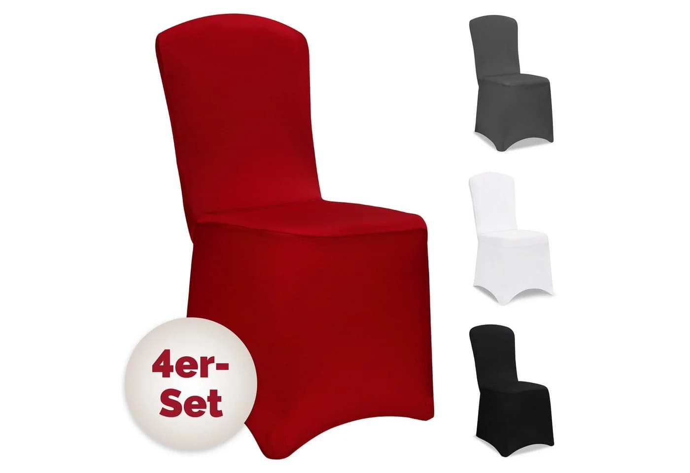 Detex Stuhlhussen 4er Set Stretch Hussen Rot Weihnachten Überzüge - Bild 2