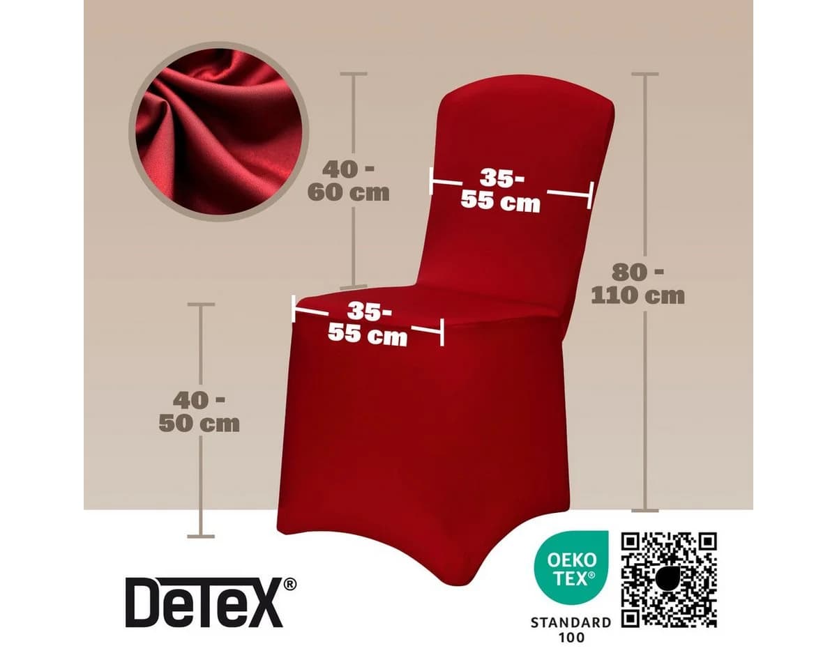 Detex Stuhlhussen 4er Set Stretch Hussen Rot Weihnachten Überzüge - Bild 3
