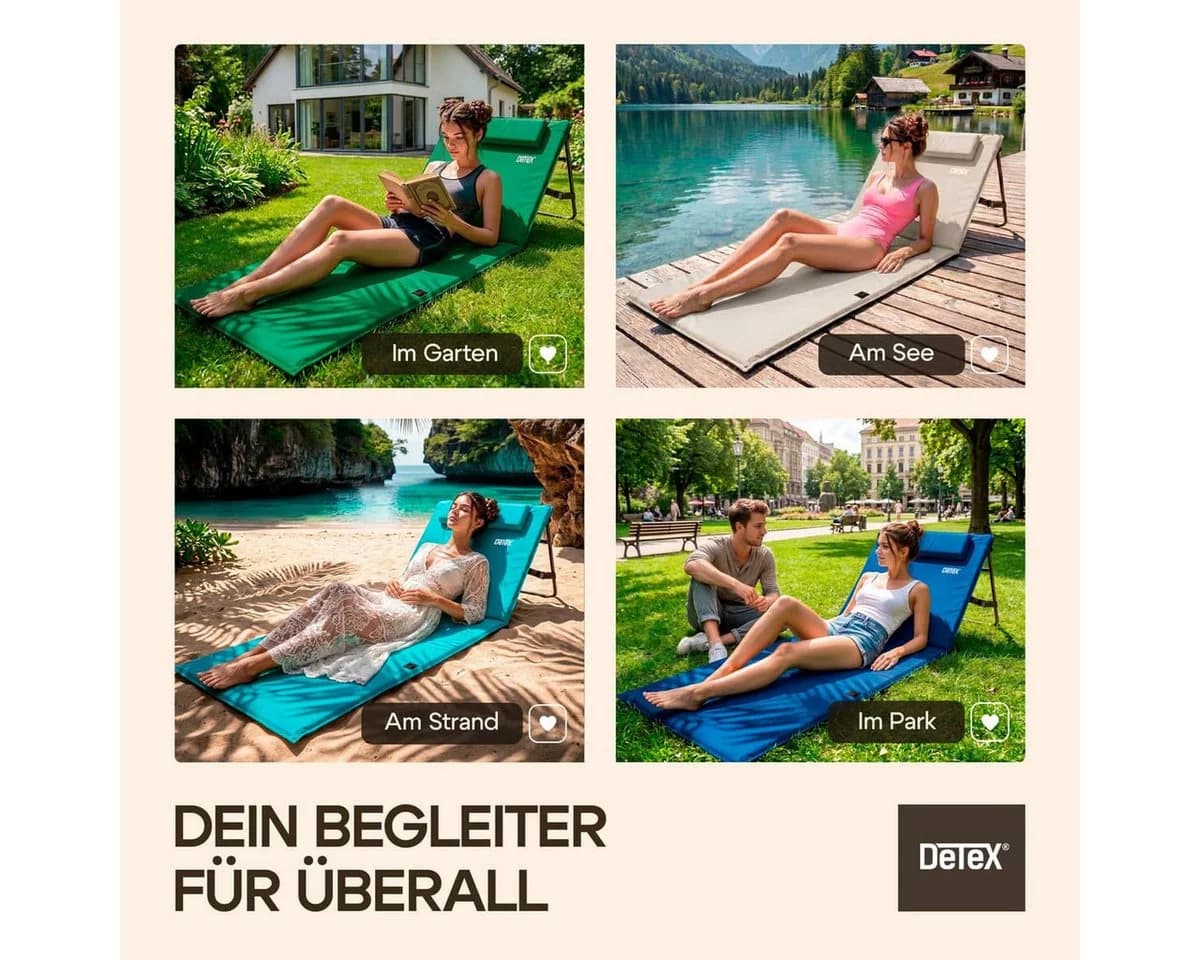 Detex Strandliege Gepolstert mit Rückenlehne Türkis - Bild 5