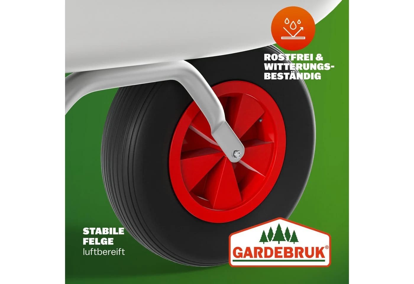 Gardebruk Schubkarre 80L verzinkt mit Luftreifen - Bild 5