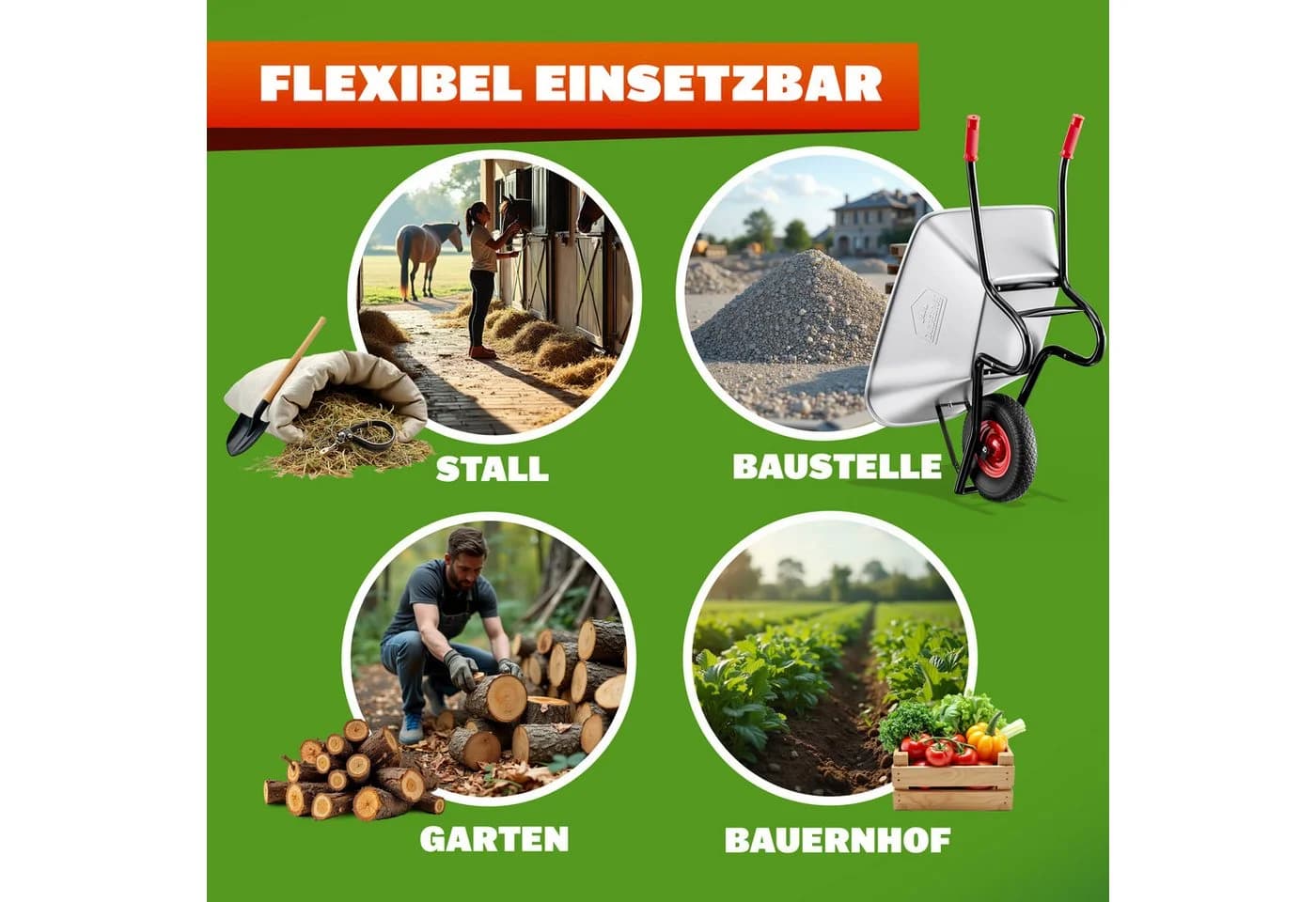 Gardebruk Schubkarre 100L 250kg Luftreifen Stahl verzinkt - Bild 5