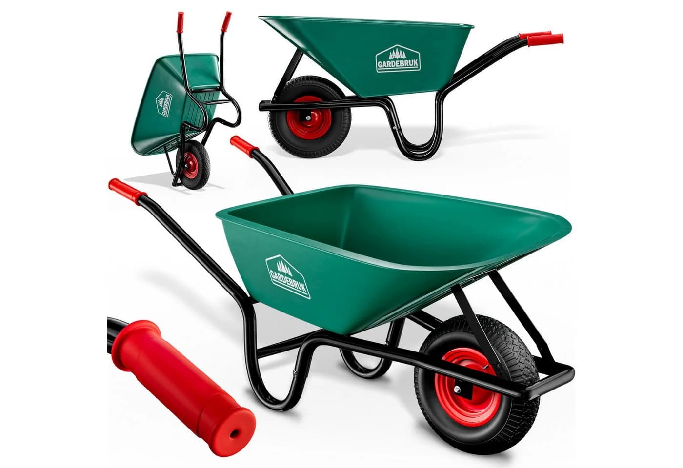 Gardebruk Schubkarre 100L Grün Schwarz Luftbereifung 250kg Tragkraft - Bild 2