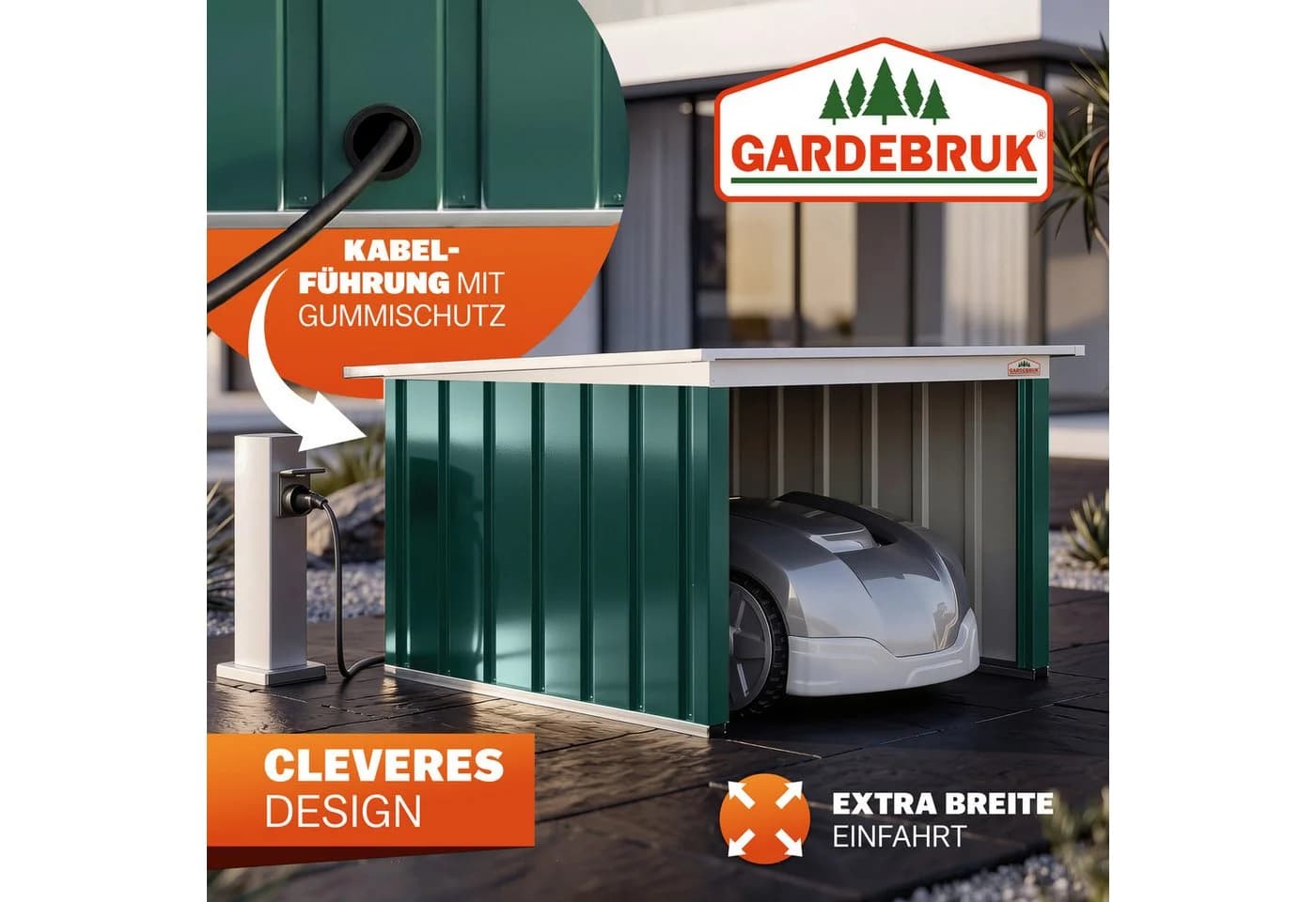 Gardebruk Mähroboter-Garage Pultdach Grün Wetterfest - Bild 3