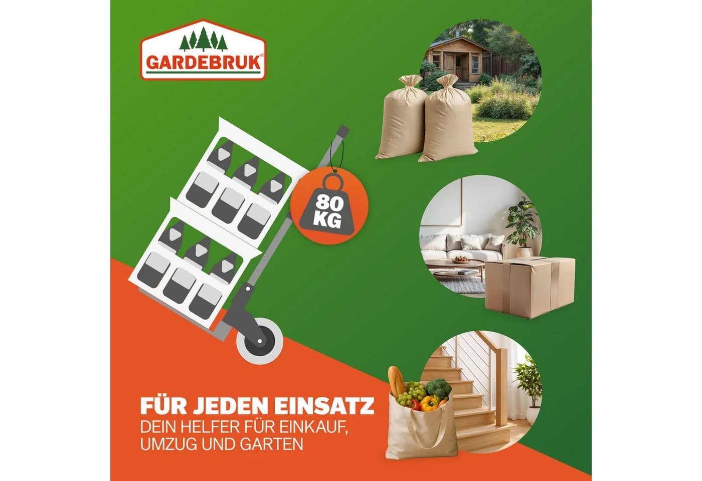 Gardebruk Aluminium Sackkarre klappbar 80 kg mit Leichtlauf-Rädern - Bild 3
