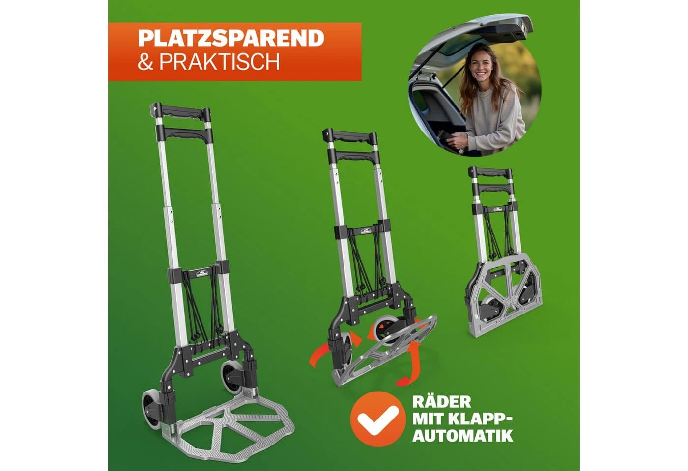 Gardebruk Aluminium Sackkarre klappbar 80 kg mit Leichtlauf-Rädern - Bild 5
