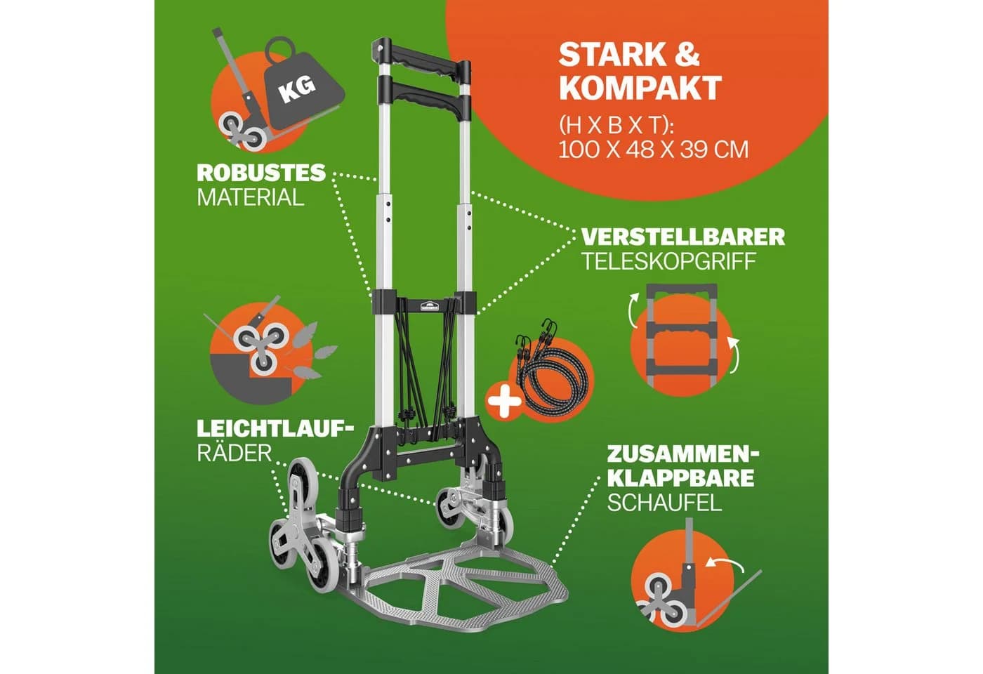 Gardebruk Aluminium Treppenkarre klappbar 80 kg silber