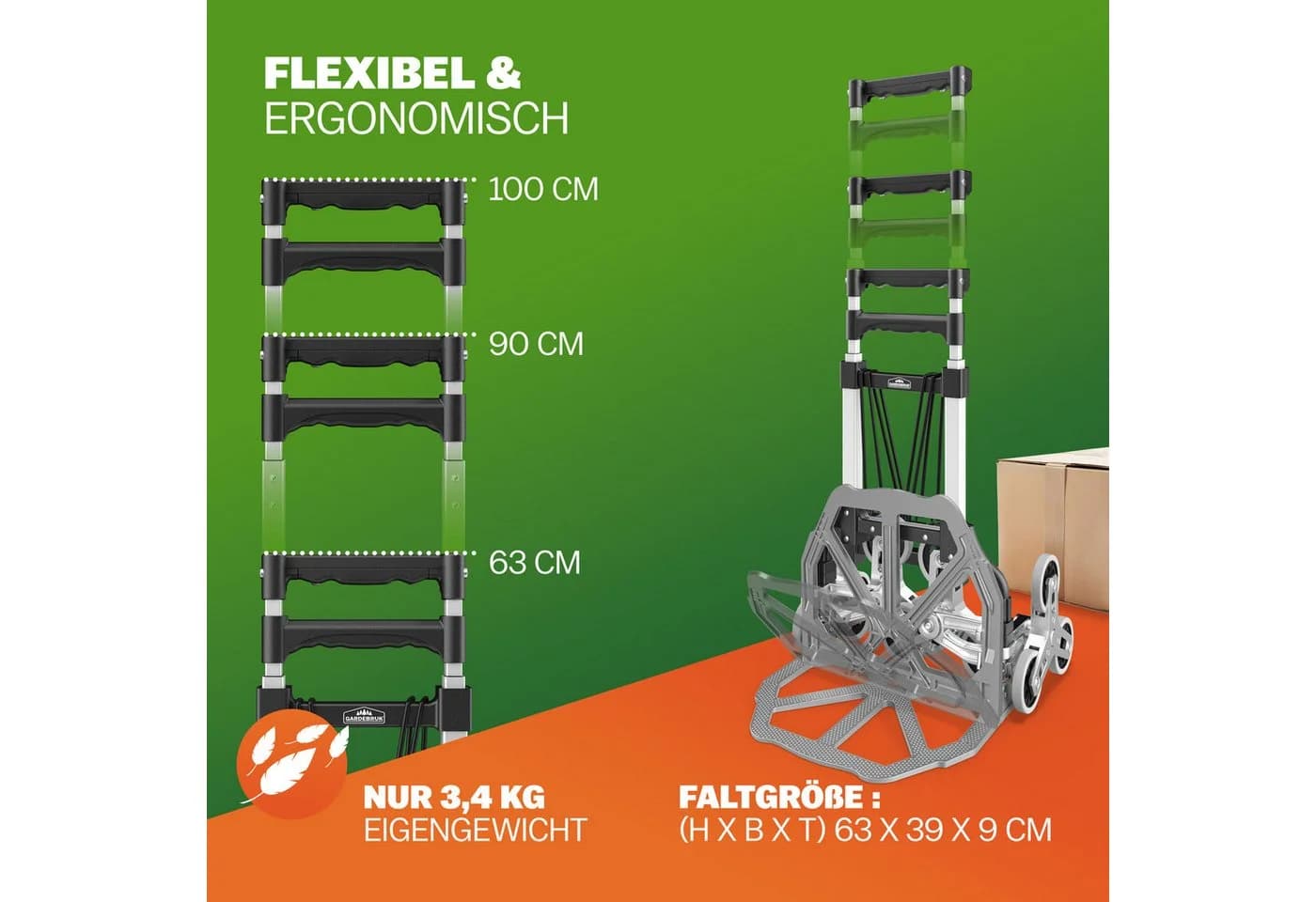 Gardebruk Aluminium Treppenkarre klappbar 80 kg silber - Bild 4