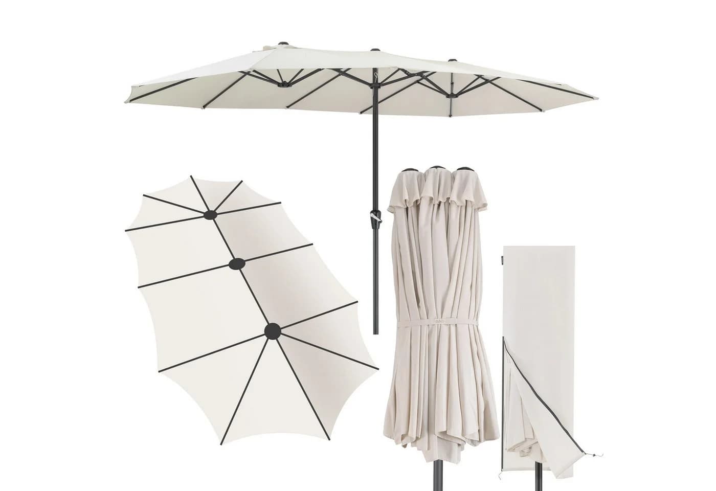 Kingsleeve Sonnenschirm XXL 460x270 cm Kurbel UV-Schutz 80+ Wasserabweisend