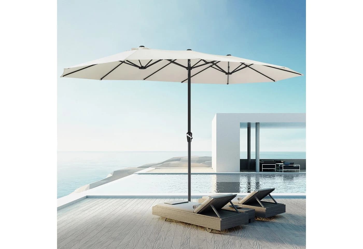 Kingsleeve Sonnenschirm XXL 460x270 cm Kurbel UV-Schutz 80+ Wasserabweisend - Bild 3