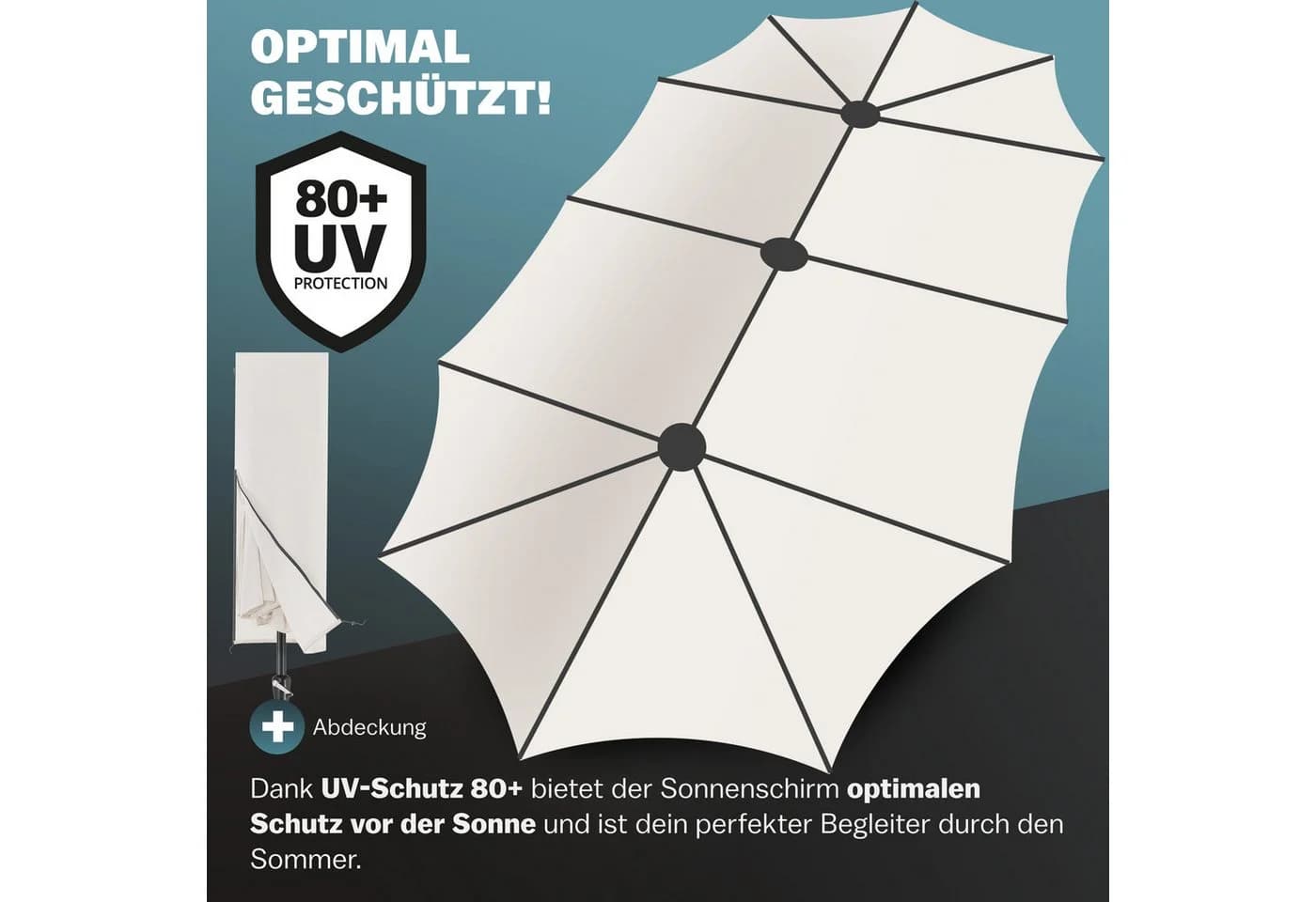 Kingsleeve Sonnenschirm XXL 460x270 cm Kurbel UV-Schutz 80+ Wasserabweisend - Bild 5