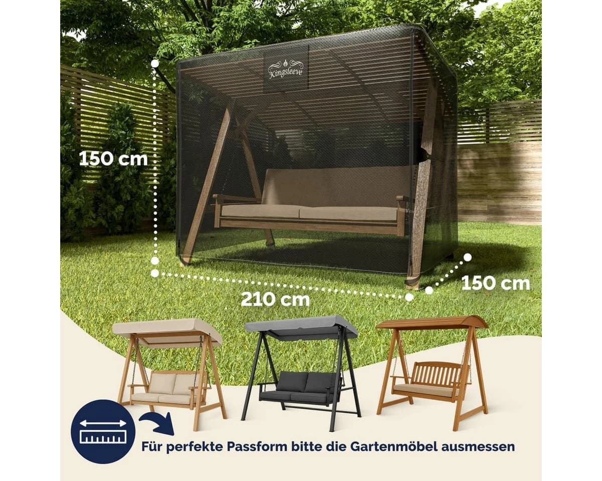 Kingsleeve Gartenmöbel-Schutzhülle Wasserdicht Schwarz