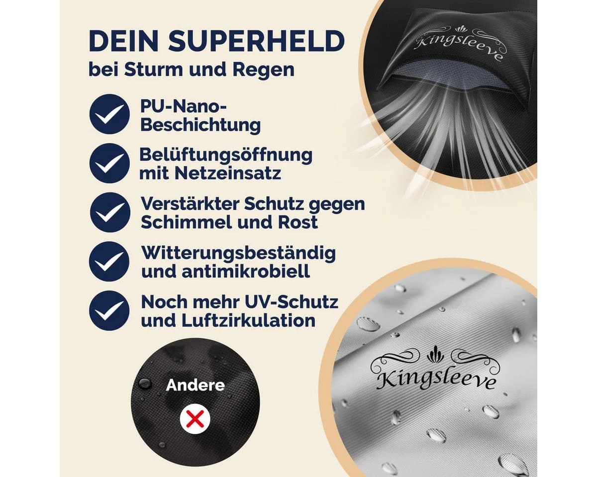 Kingsleeve Gartenmöbel-Schutzhülle Wasserdicht Schwarz - Bild 3
