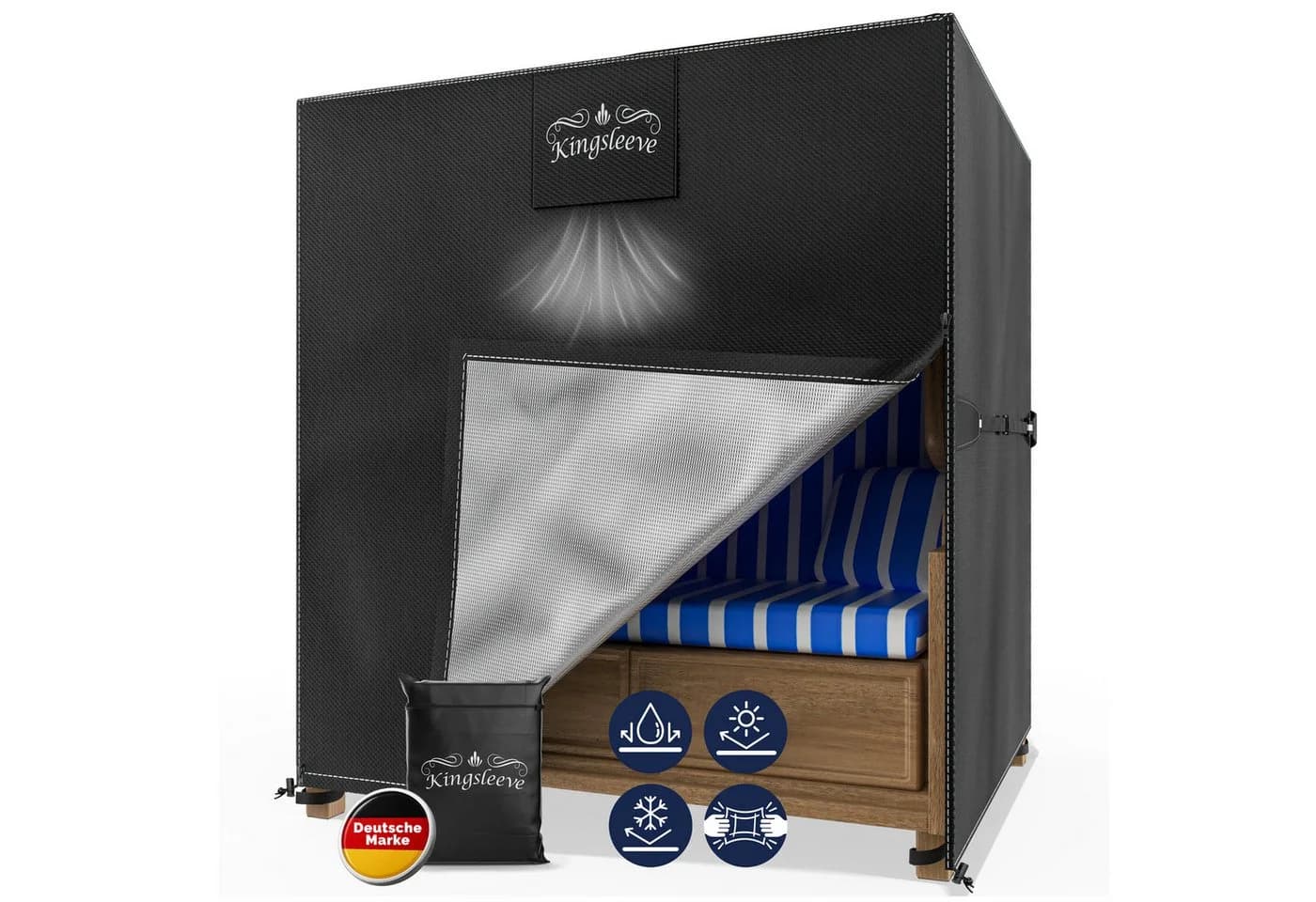Kingsleeve Strandkorb-Schutzhülle Winterfest Wasserdicht - Bild 2