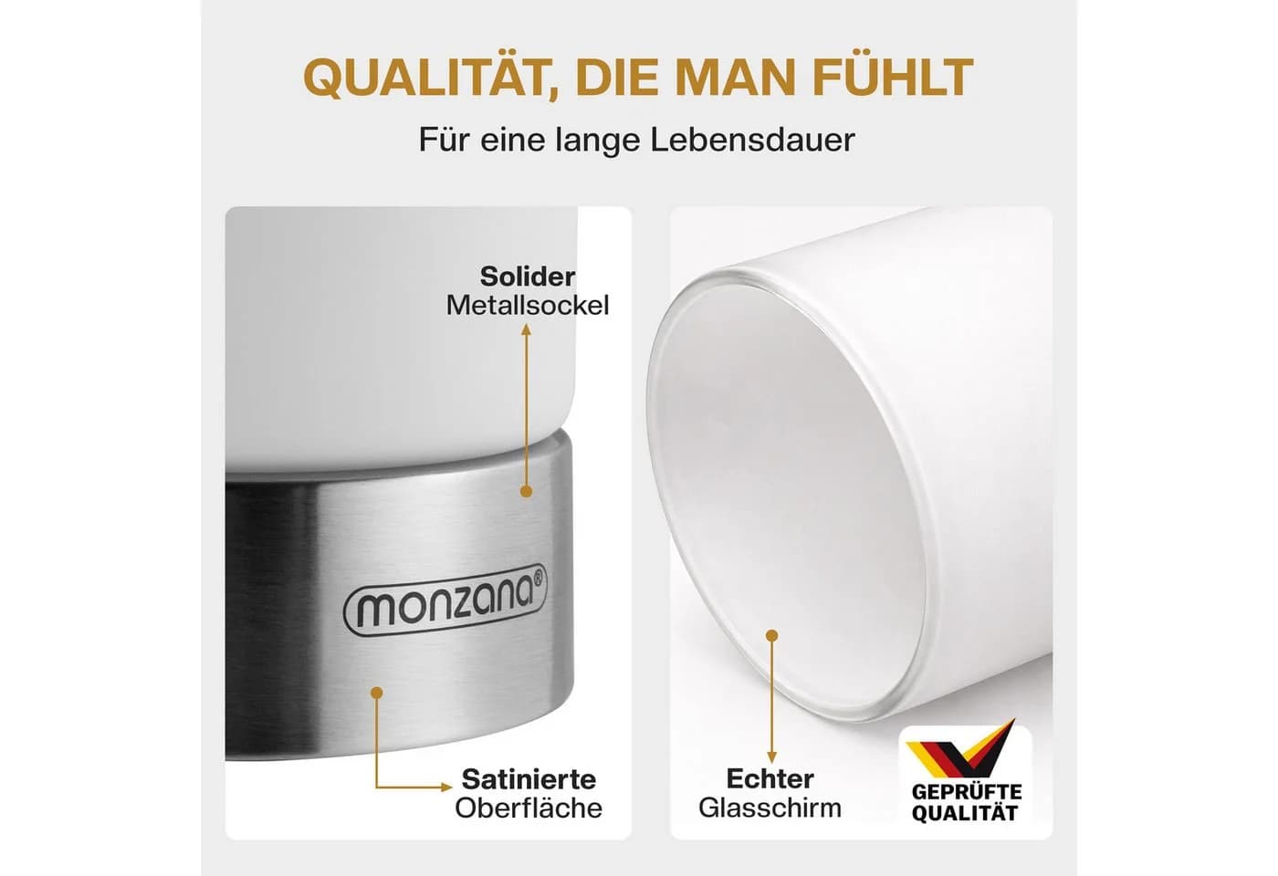 monzana Nachttischlampe 2er Set LED Touch Dimmbar Satin Nickel - Bild 4