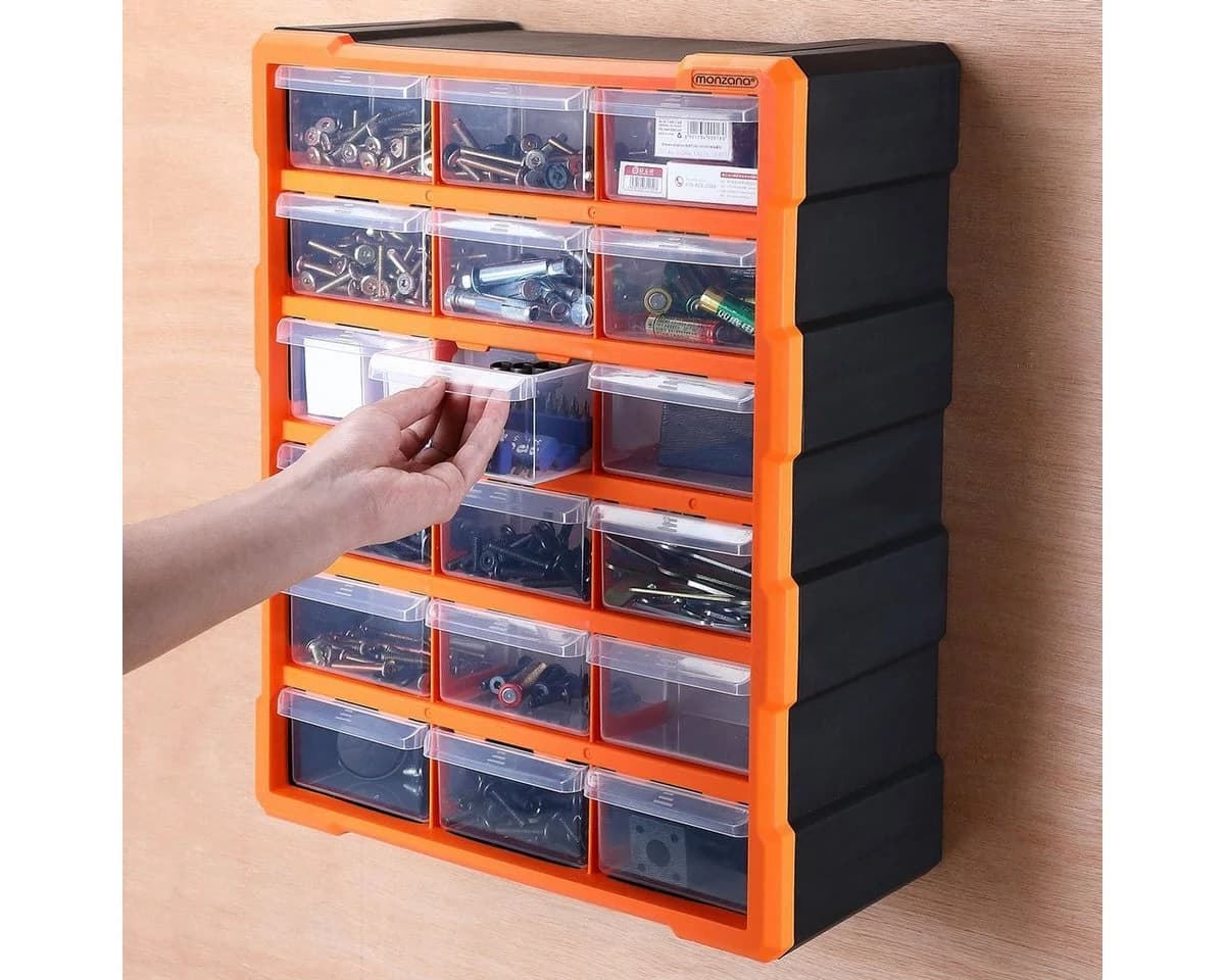 monzana Aufbewahrungsbox 18 Schubladen Orange/Grau Polypropylen