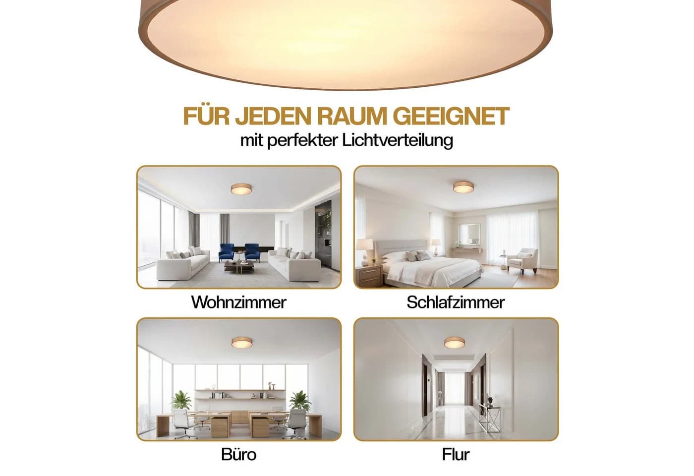 monzana Stoffdeckenlampe Taupe 30 cm E27 Modern - Bild 5