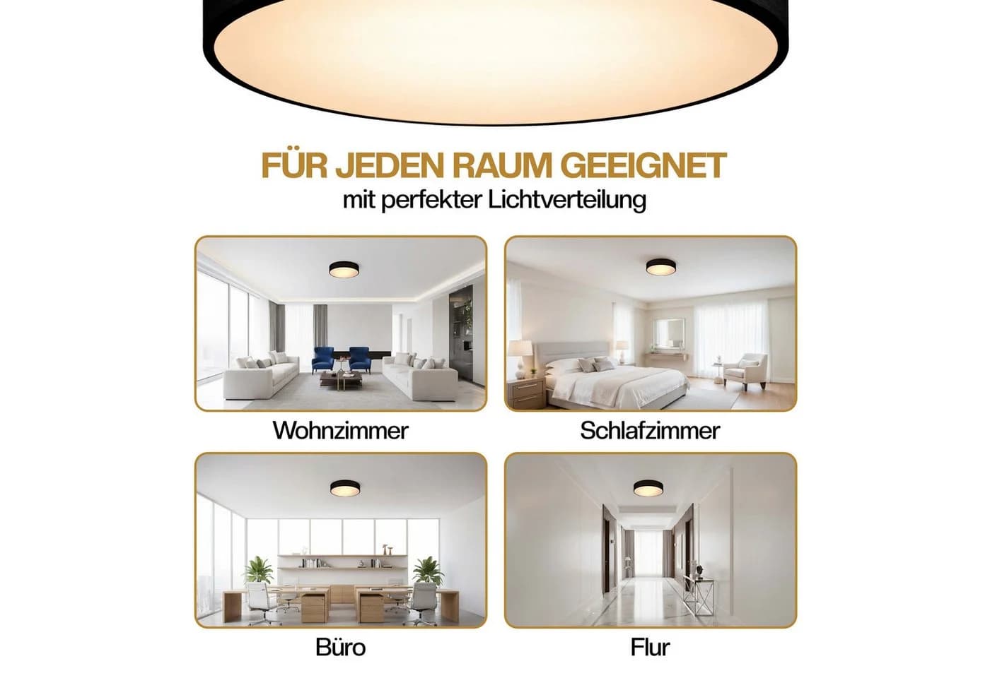 monzana Deckenleuchte Stoff Schwarz E27 Modern Rund - Bild 5