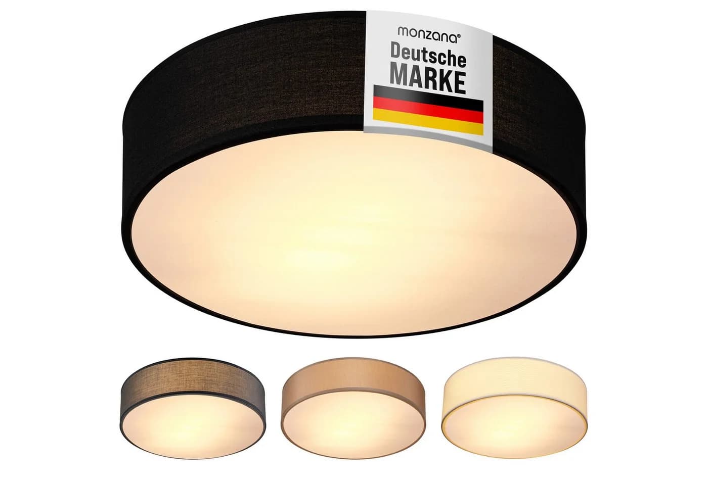 monzana Stoffdeckenleuchte Schwarz 38 cm 2-flammig Modern - Bild 2