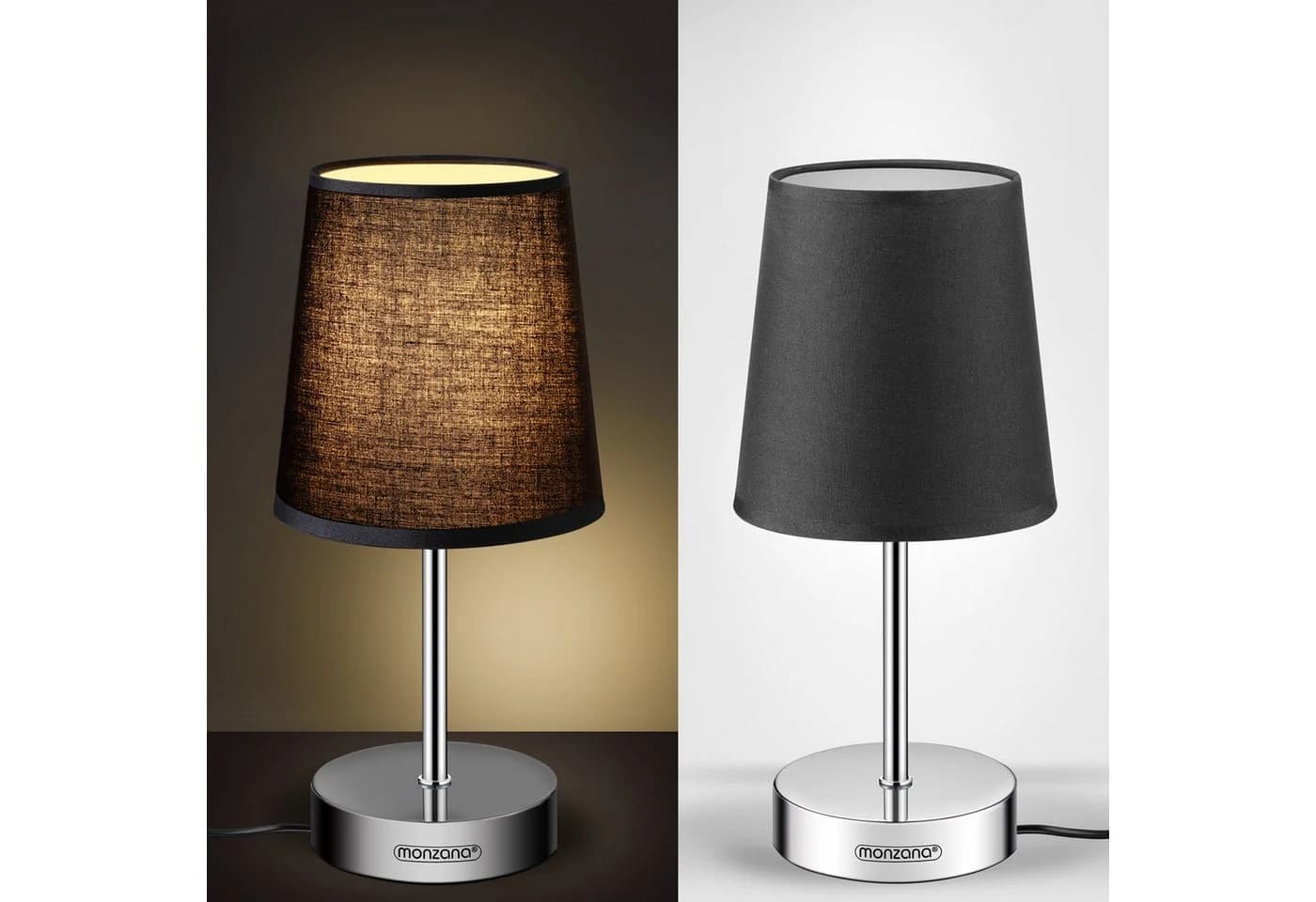 monzana Tischleuchte Lumiere Anthrazit Stoffschirm E14 - Bild 5