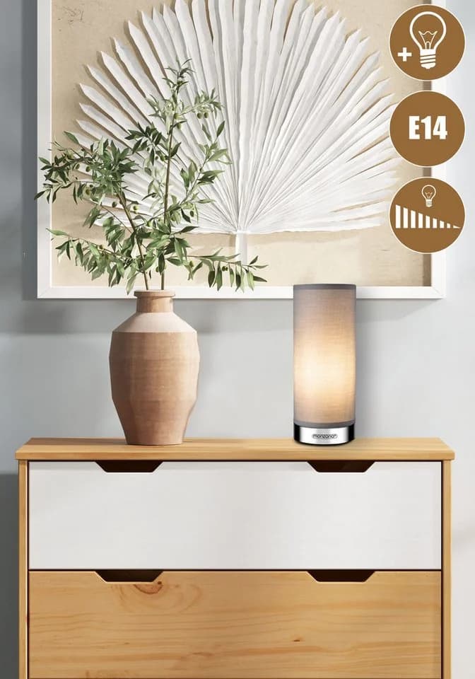 monzana Tischleuchte Poppy Grau 2er Set LED Touch Dimmbar