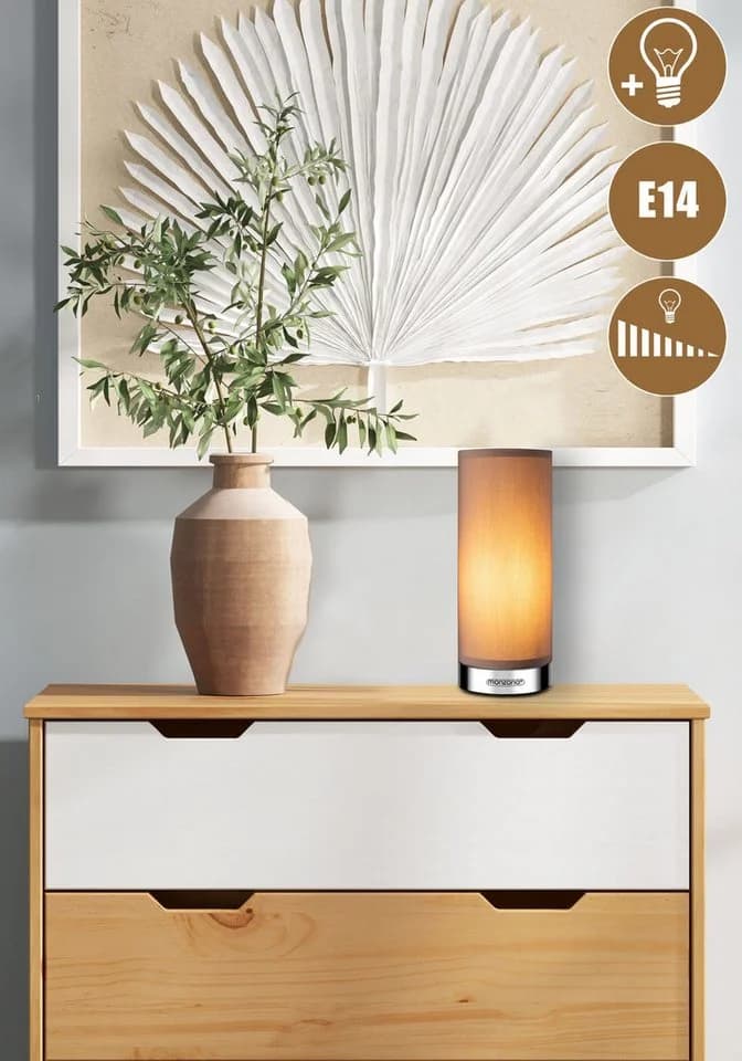 monzana Tischleuchte Poppy 2er Set LED Touch Dimmbar Braun Silber