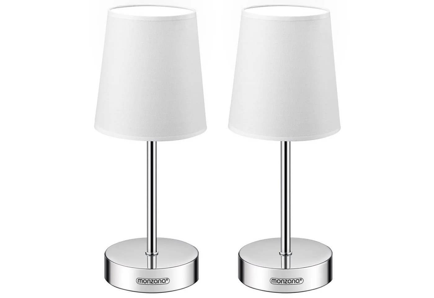 monzana Tischleuchte Lumiere Weiß 2er Set Stoffschirm E14 - Bild 2