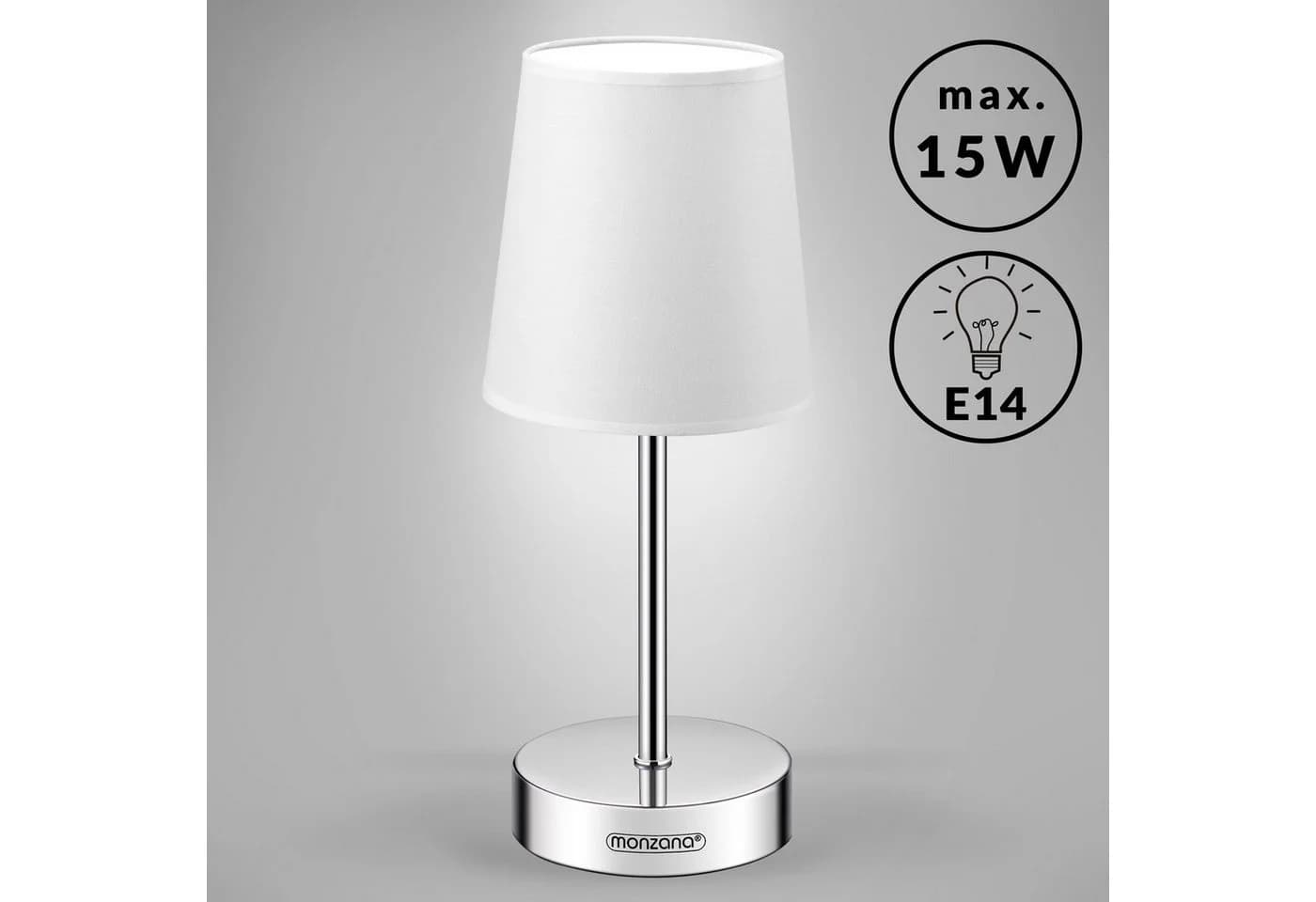 monzana Tischleuchte Lumiere Weiß 2er Set Stoffschirm E14 - Bild 4