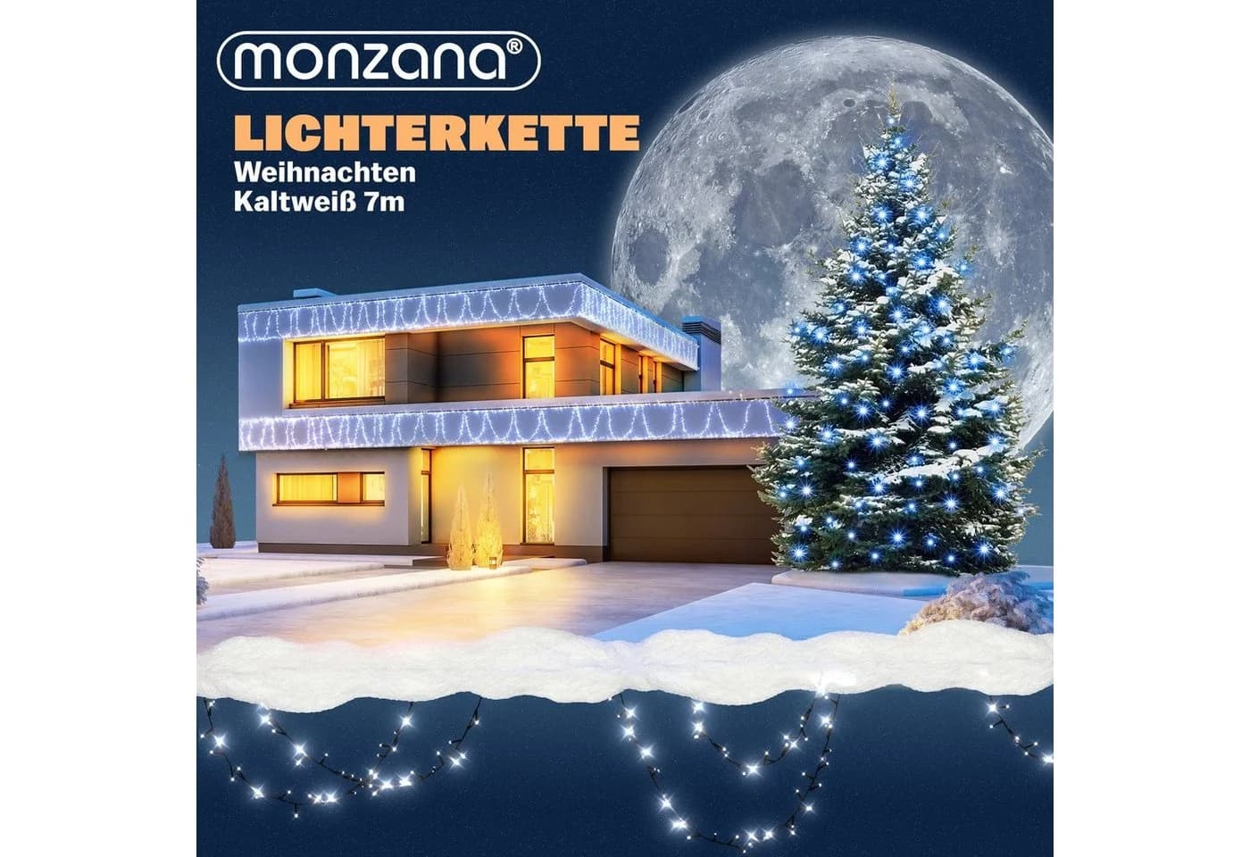 Deuba Lichterkette 100 LED mit Timer und Dimmfunktion, weiß, IP44 wasserfest