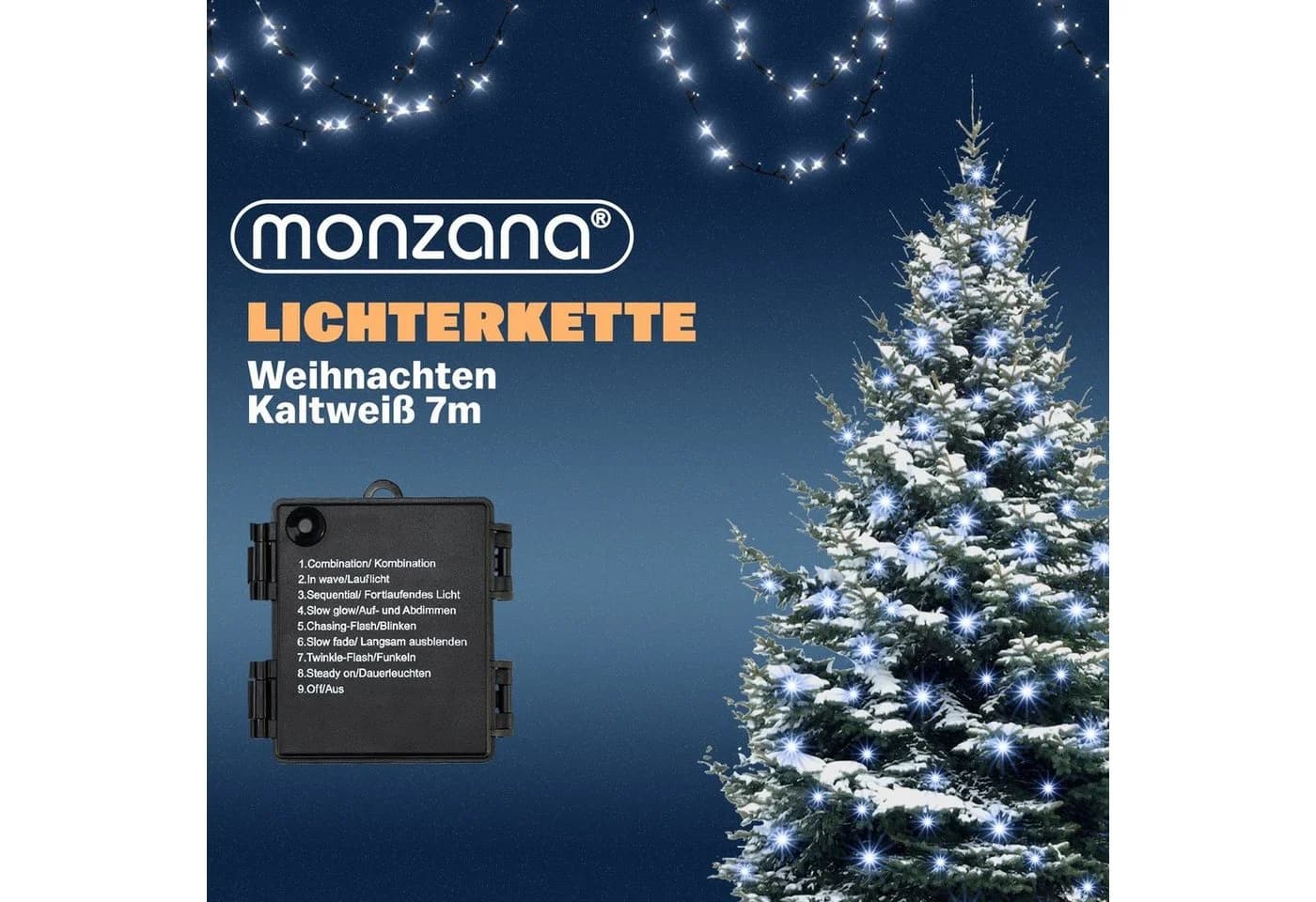 Deuba Lichterkette 100 LED mit Timer und Dimmfunktion, weiß, IP44 wasserfest - Bild 4