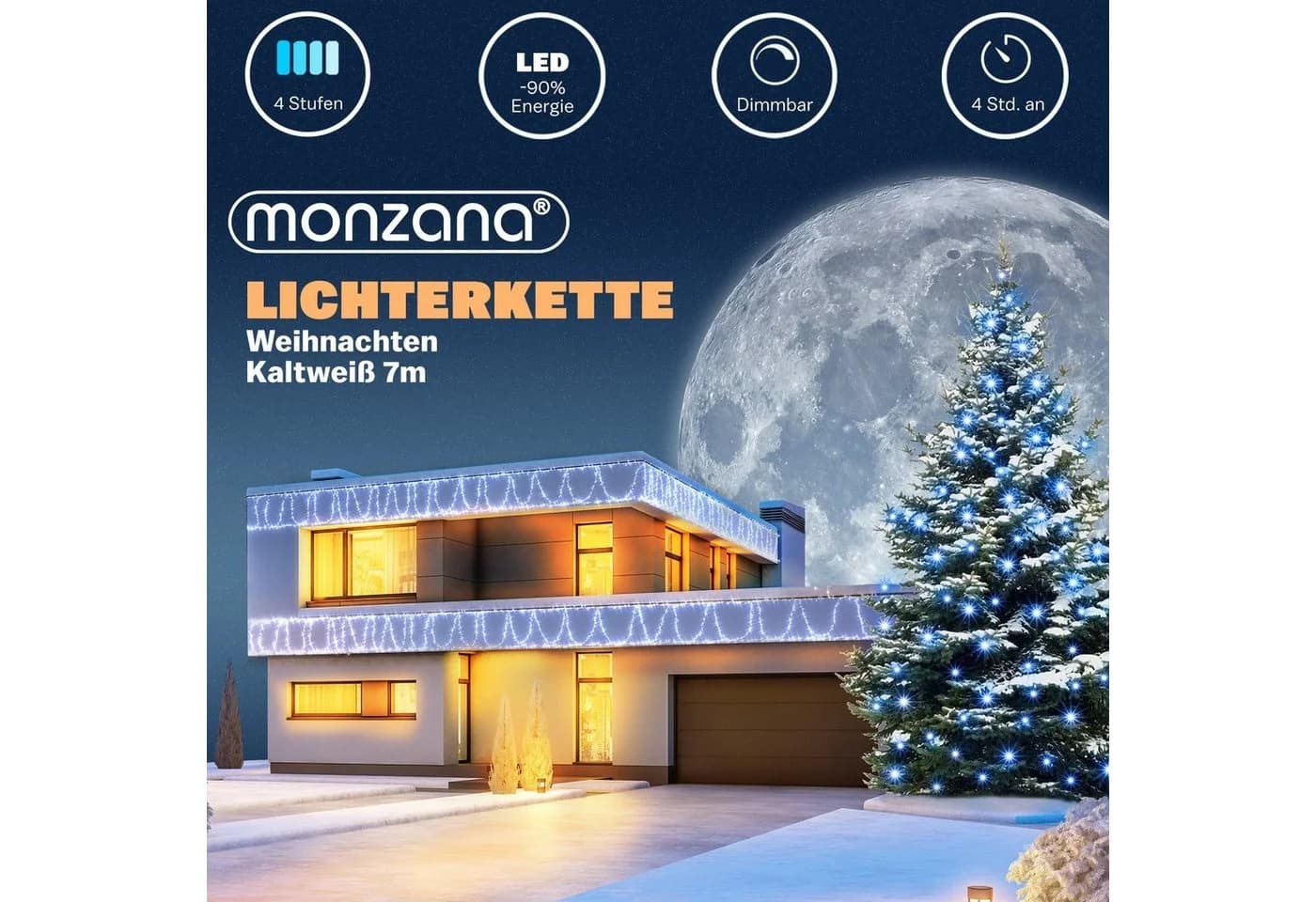 Deuba Lichterkette 100 LED mit Timer und Dimmfunktion, weiß, IP44 wasserfest - Bild 5
