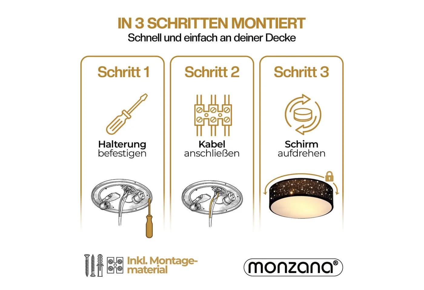 monzana Deckenleuchte 38 cm 2-flammig E27 Sternenhimmel Modern Schwarz - Bild 3