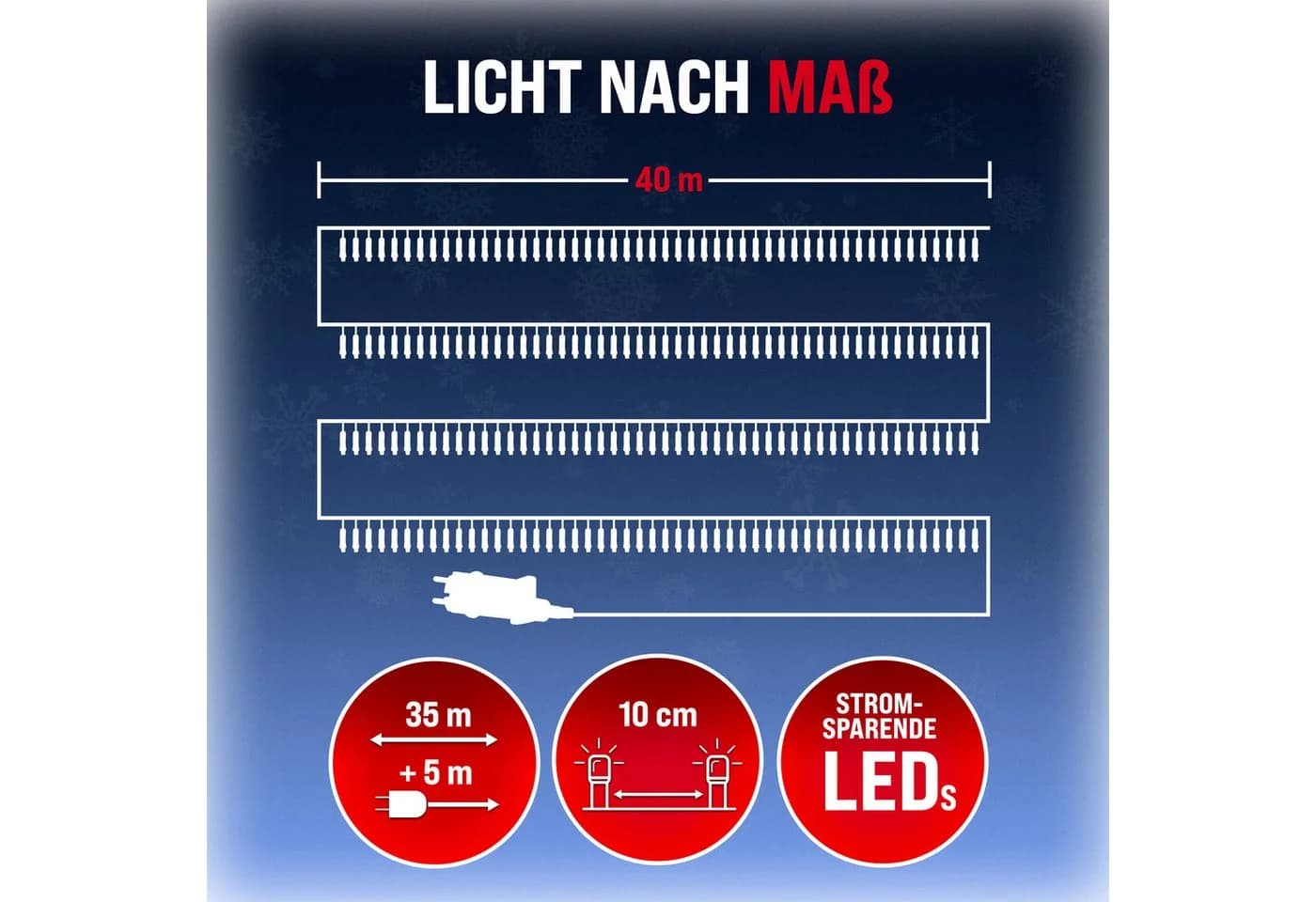 MONZANA LED Lichterkette 200/400/600 LEDs Warmweiß/Kaltweiß/Bunt IP44