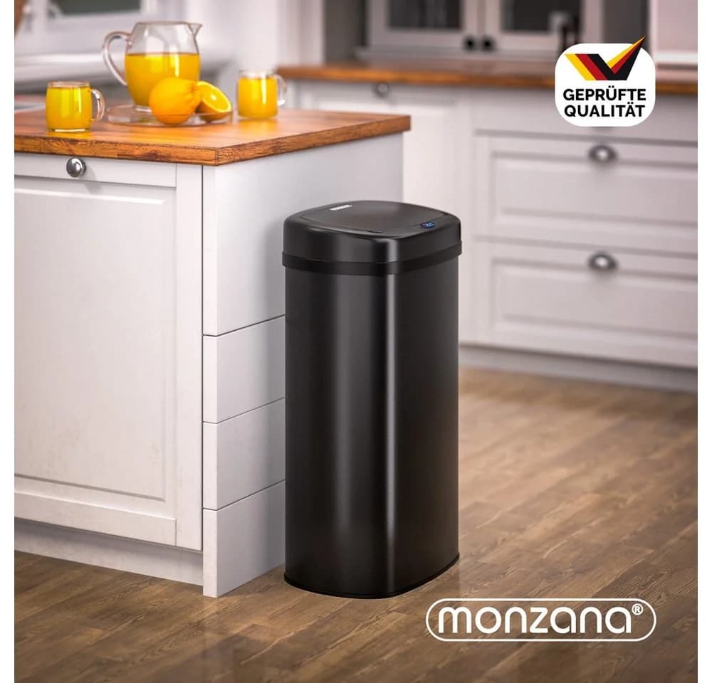 monzana Sensor Mülleimer 58L Edelstahl Schwarz Automatisch