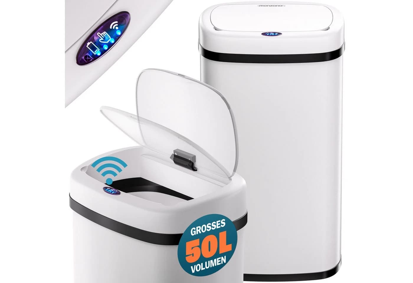 MONZANA Mülleimer 50L Edelstahl Sensor Soft-Close - Bild 2