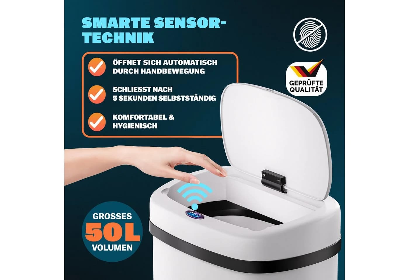 MONZANA Mülleimer 50L Edelstahl Sensor Soft-Close - Bild 3