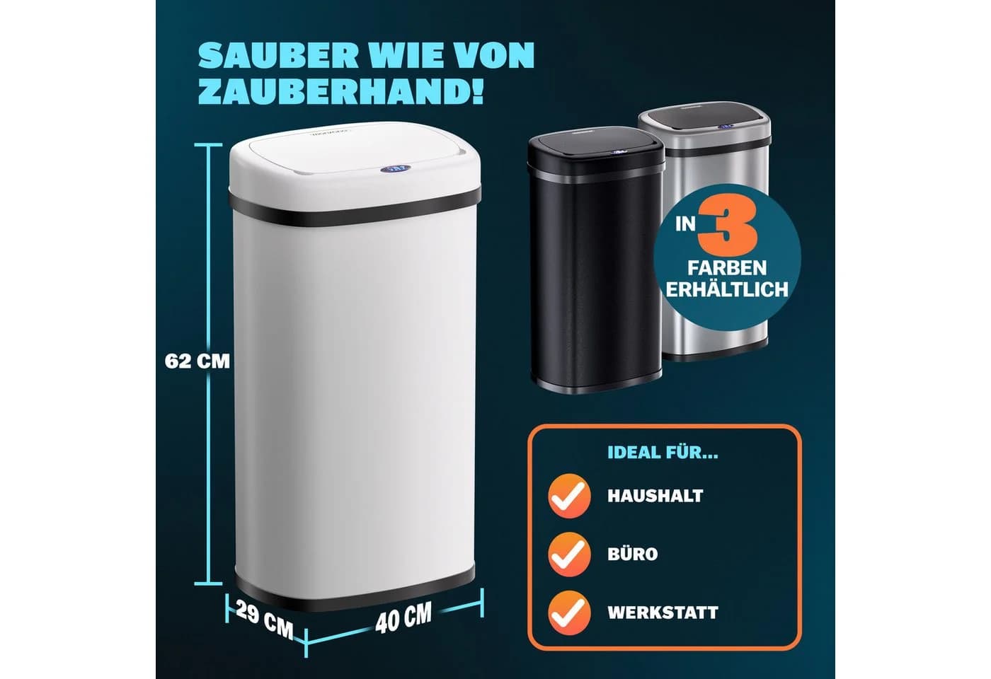 MONZANA Mülleimer 50L Edelstahl Sensor Soft-Close - Bild 4