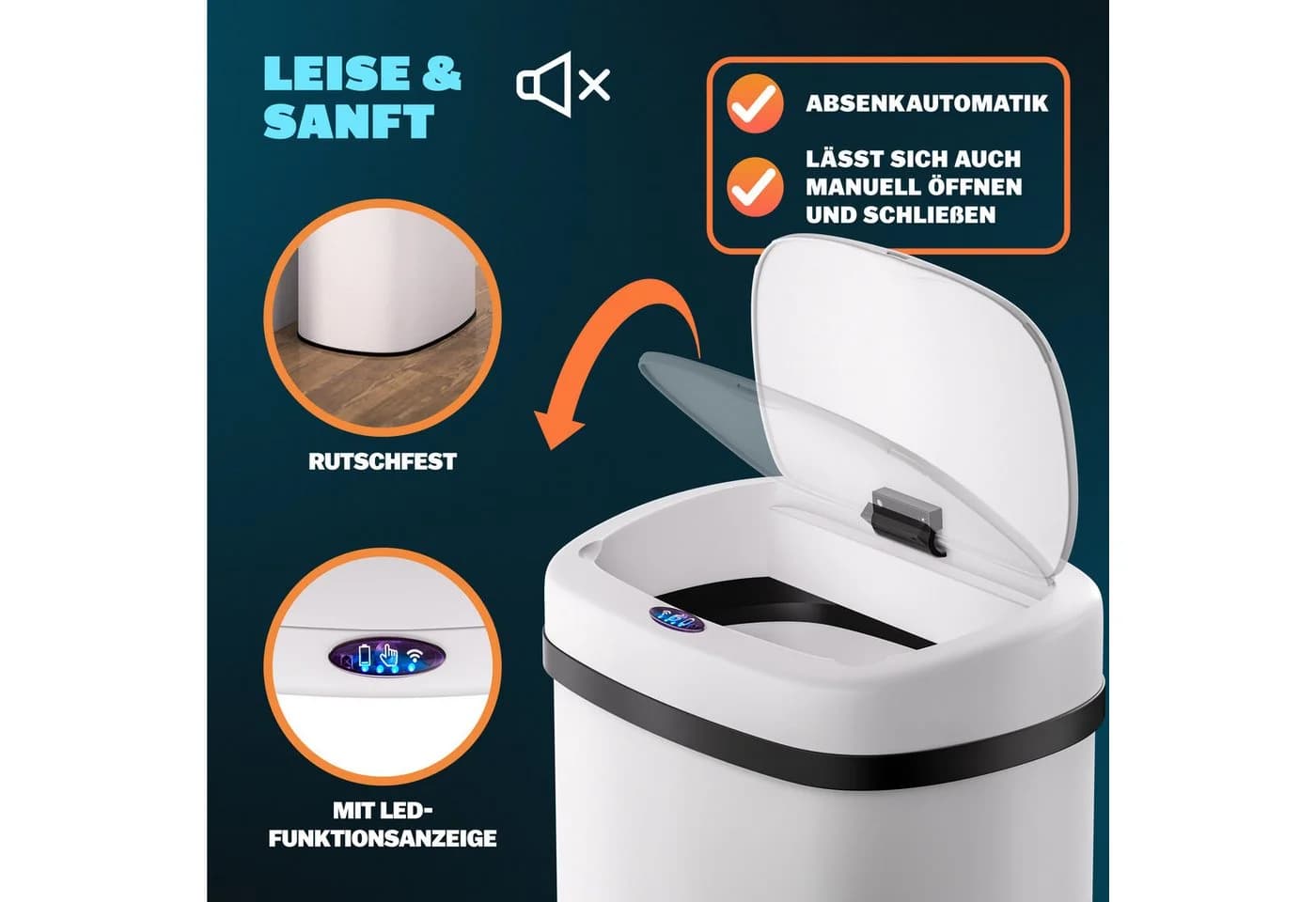 MONZANA Mülleimer 50L Edelstahl Sensor Soft-Close - Bild 5