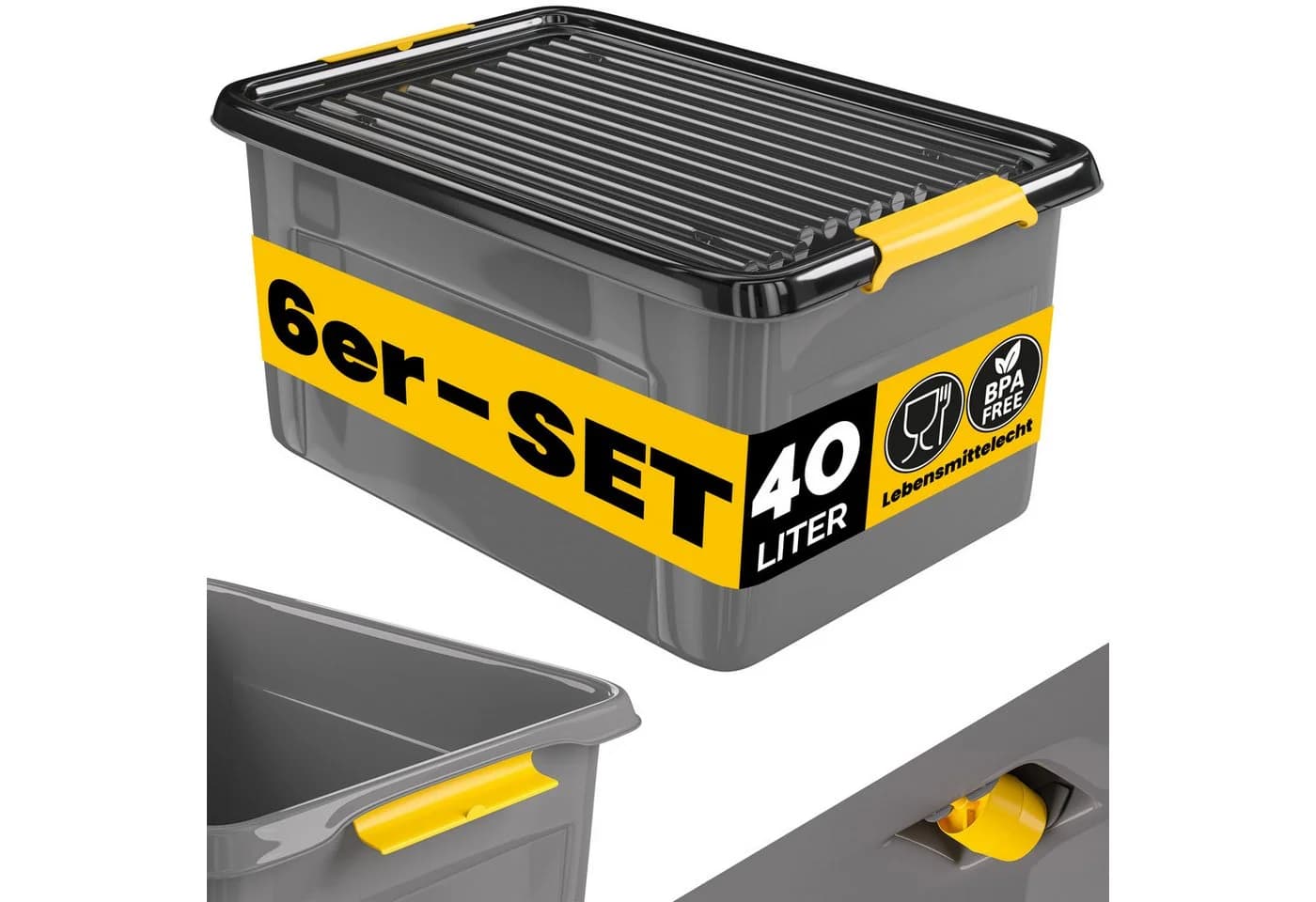 MONZANA Aufbewahrungsbox 6x 40L BPA-frei Kunststoffbox - Bild 2