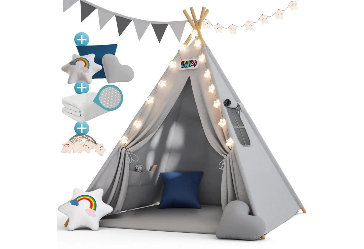 Spielwerk Kindertipi mit Lichterkette und Kissen - Bild 2