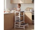 Spielwerk Lernturm mit Tafel - 2-in-1 Stehhilfe aus Kiefernholz Grau/Weiß Bild 2